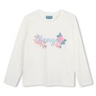 Girls Ivory Floral Logo Long Sleeve Top, 1, hi-res