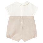Baby Boys Ivory & Beige Romper, 1, hi-res