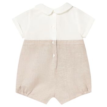 Baby Boys Ivory & Beige Romper