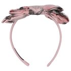 Girls Pink Floral Organza Brocade Headband, 1, hi-res