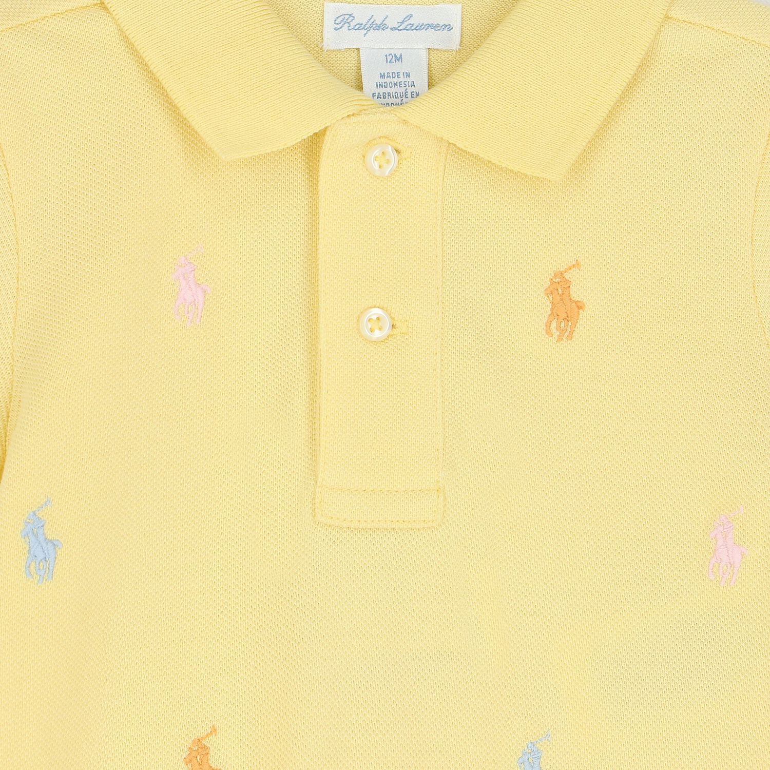 Baby Boys Yellow Logo Polo Romper, 1, hi-res