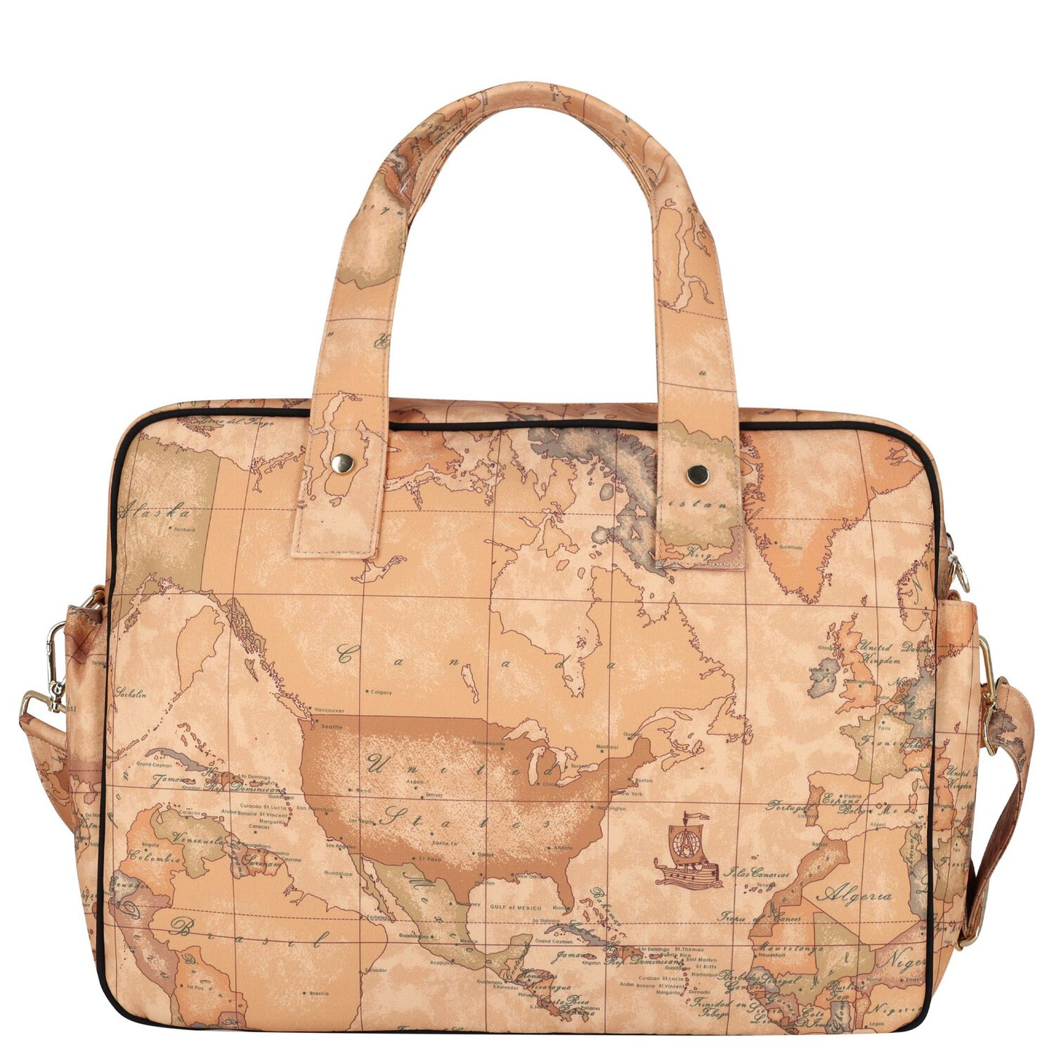 Beige Geo Map Baby Changing Bag, 1, hi-res