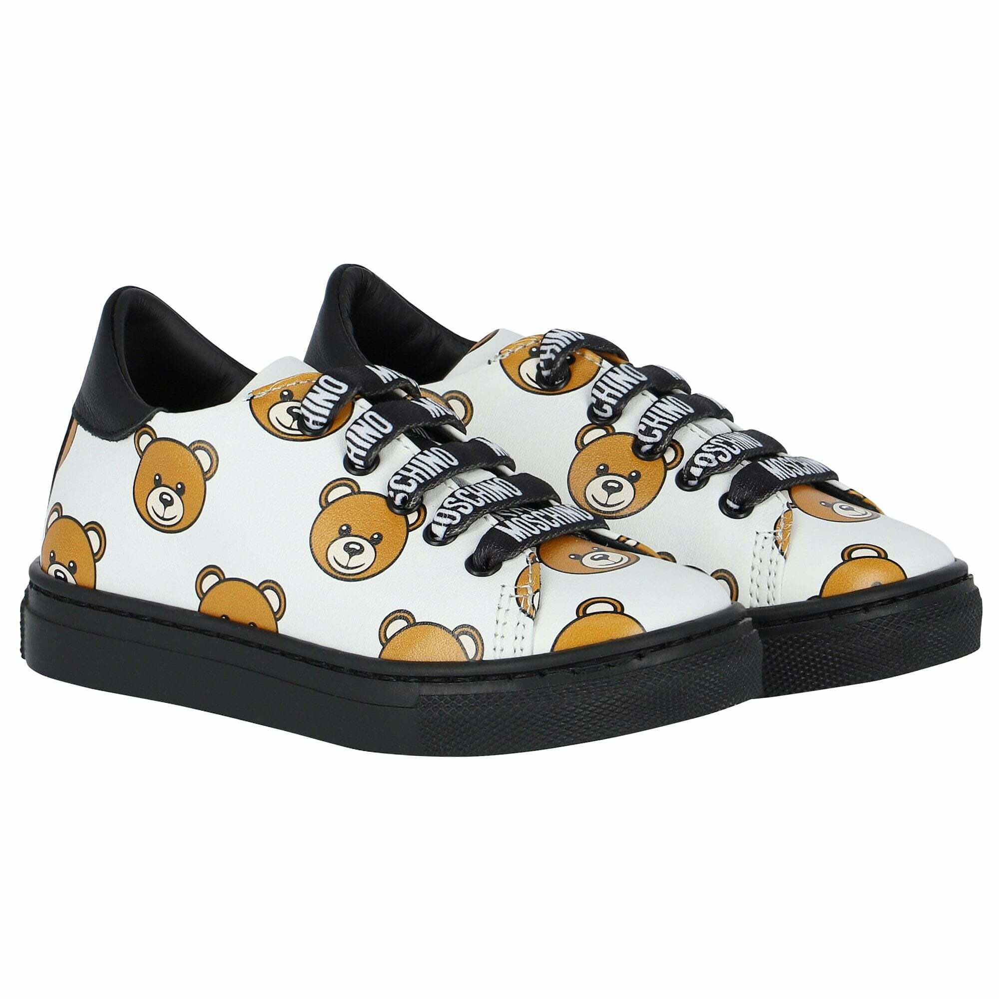 Moschino White Teddy Bear Logo Trainers Junior Couture UK