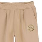 Girls Mini Me Beige Logo Trousers, 1, hi-res