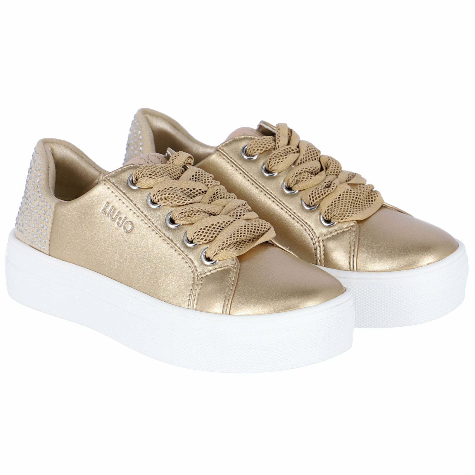 Liu Jo Girls Gold Embellished Trainers Junior Couture UK