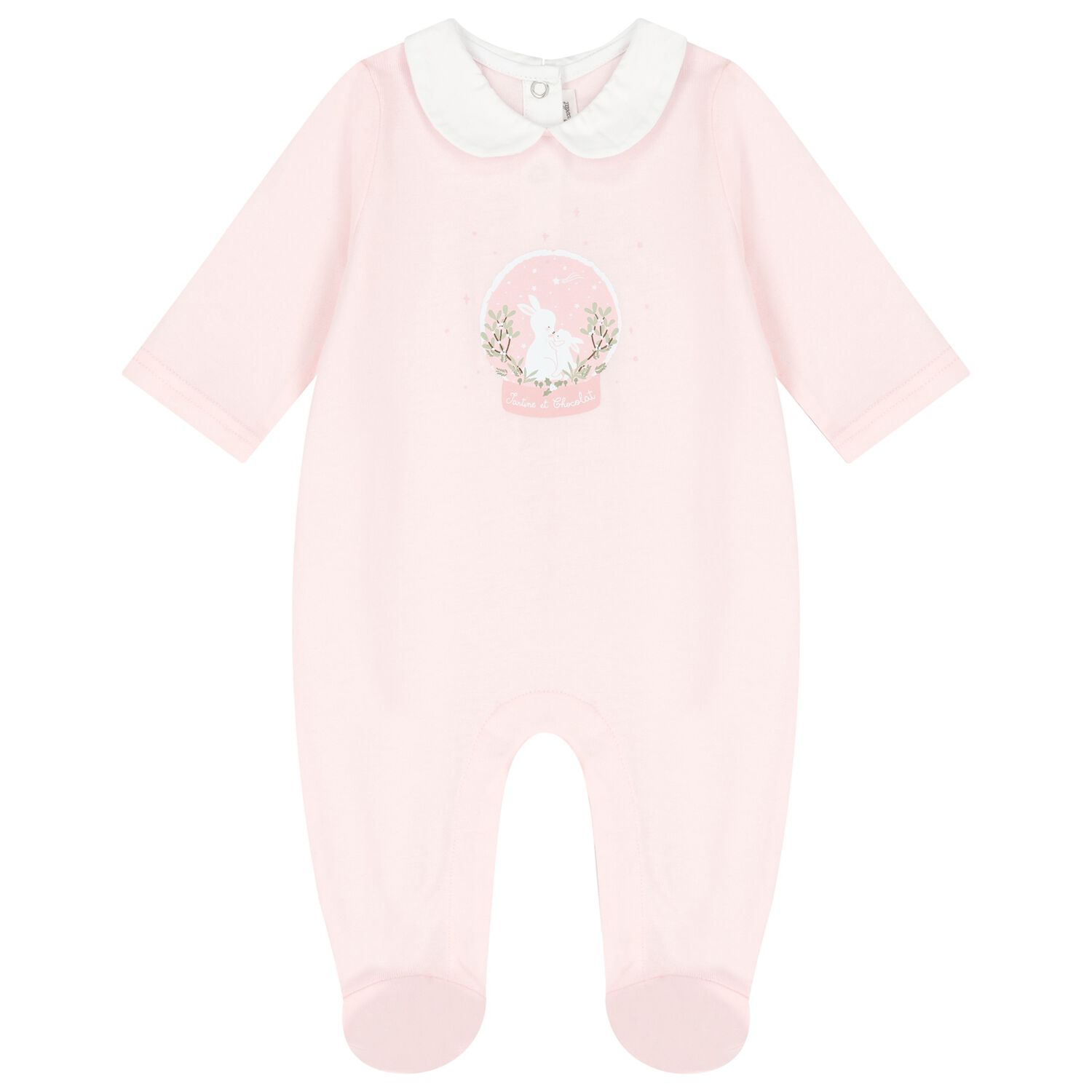 Baby Girls Pink Bunny Babygrow, 2, hi-res