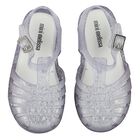 Younger Girls Silver Glitter Jelly Shoes, 1, hi-res