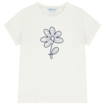 Girls Ivory Flower T-Shirt