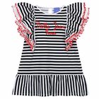 Girls Black & White Jersey Dress, 1, hi-res