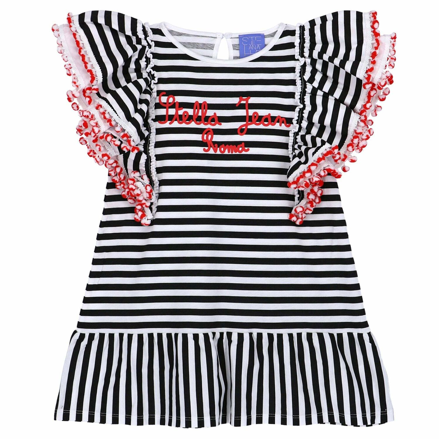 Girls Black & White Jersey Dress, 1, hi-res image number null