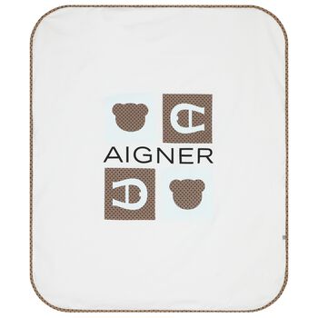 Baby Boys White & Blue Logo Blanket