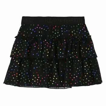Girls Black Printed Skirt