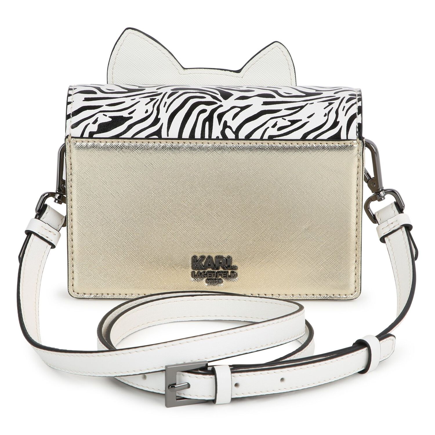 Girls White & Gold Choupette Handbag, 1, hi-res