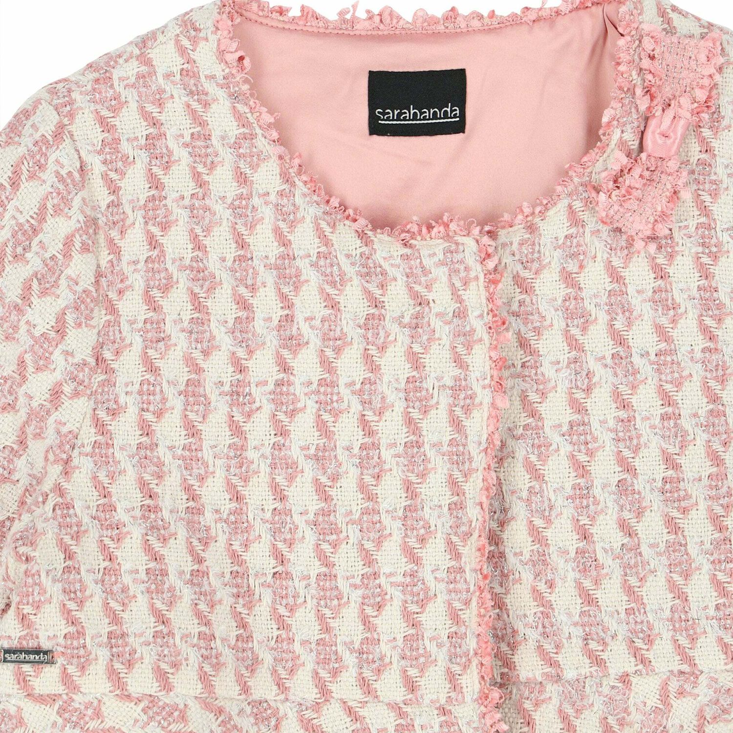 Girls White & Pink Tweed Jacket, 1, hi-res