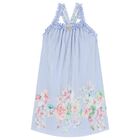 Girls Blue Floral Pleated Dress, 2, hi-res