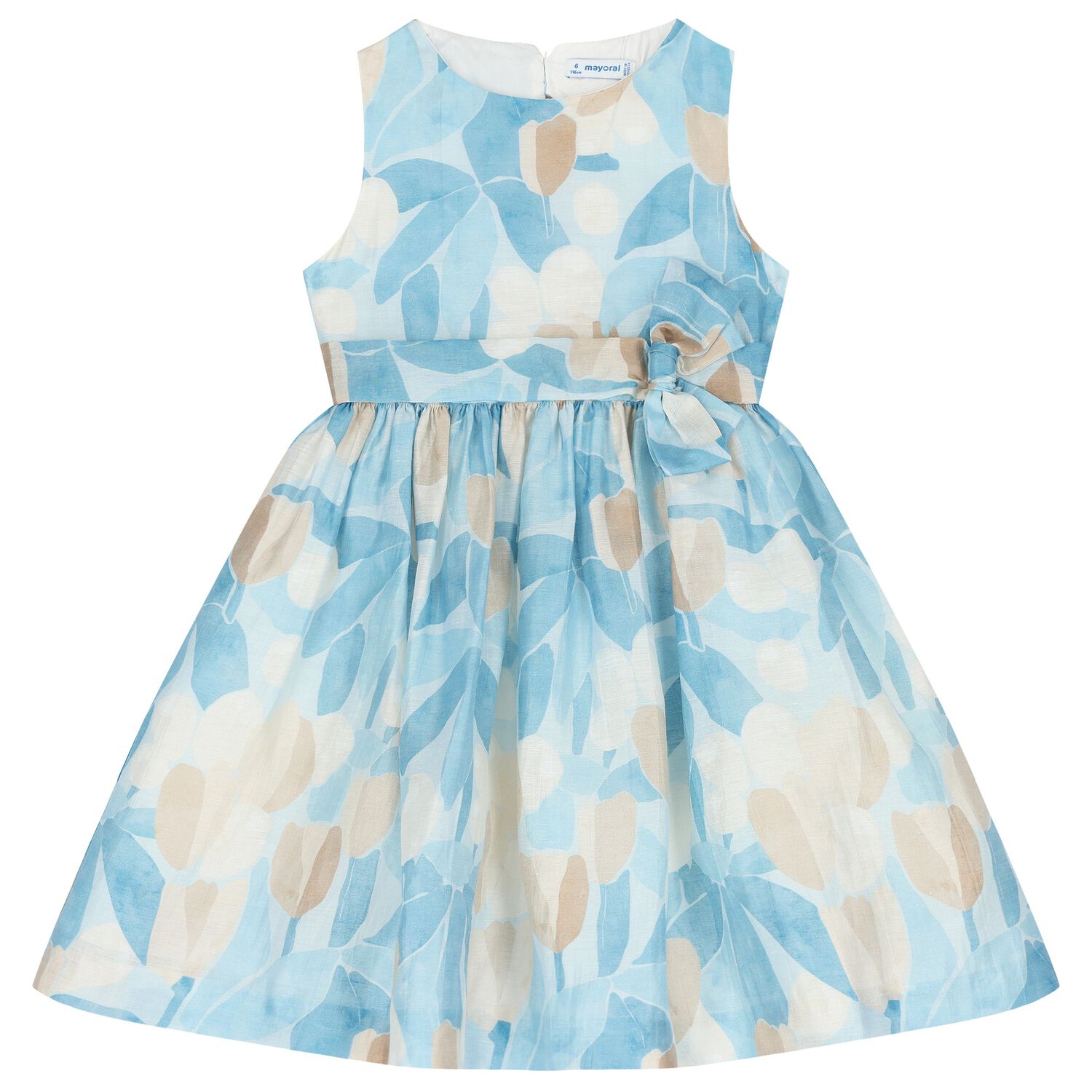 Girls Blue Floral Dress, 1, hi-res