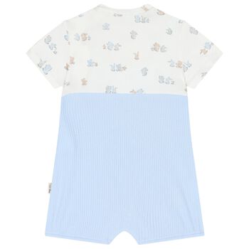 Blue & White Baby Boys Bunny Romper