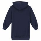 Girls Navy Logo Hooded Dress, 1, hi-res