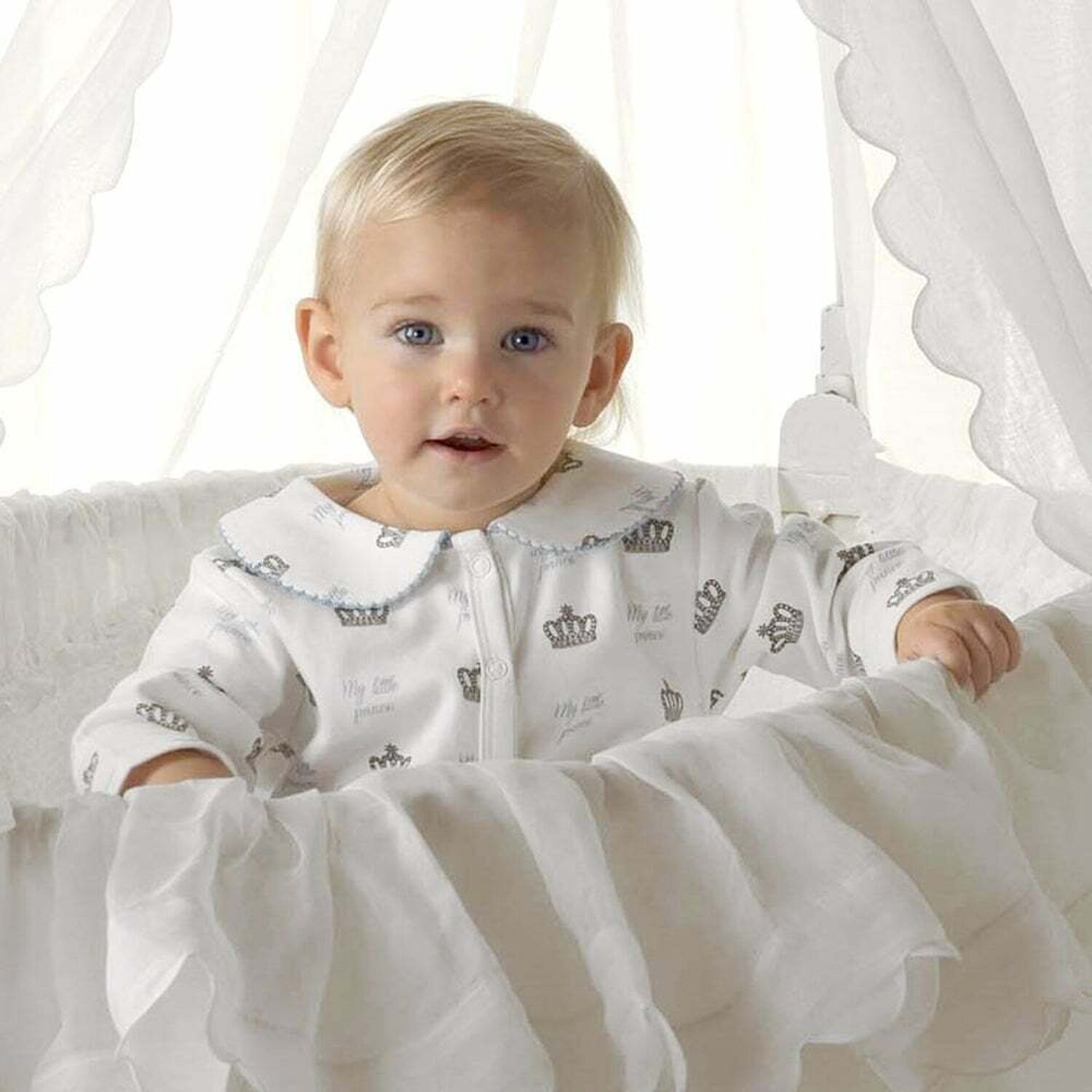 Baby Boys White & Blue Babygrow, 2, hi-res