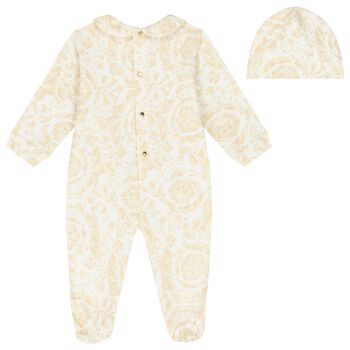 Ivory & Beige Barocco Babygrow Gift Set
