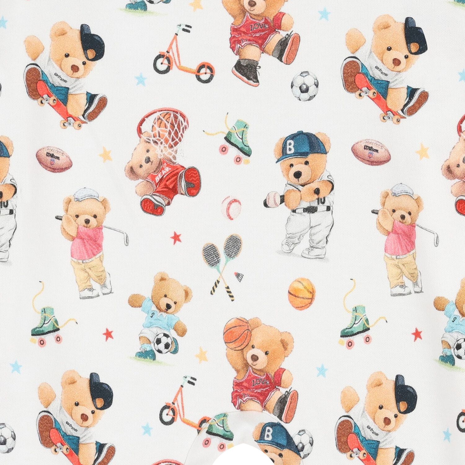 Baby Boys White Playful Bear Babygrow, 1, hi-res