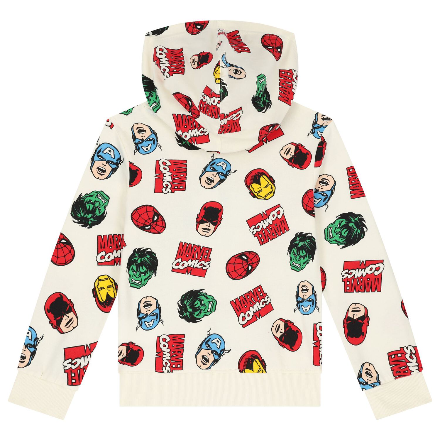 Boys Ivory Marvel Hooded Top, 1, hi-res