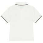 Boys White Logo Polo Shirt , 1, hi-res