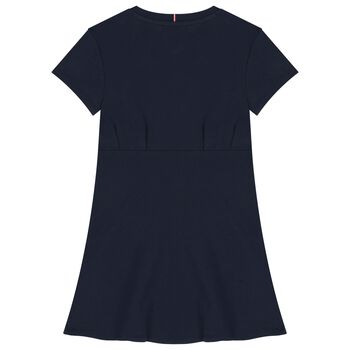Girls Navy Blue Logo Dress