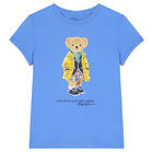 Girls Blue Polo Bear T-Shirt, 2, hi-res