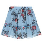 Girls Blue Floral Chiffon Skirt, 1, hi-res