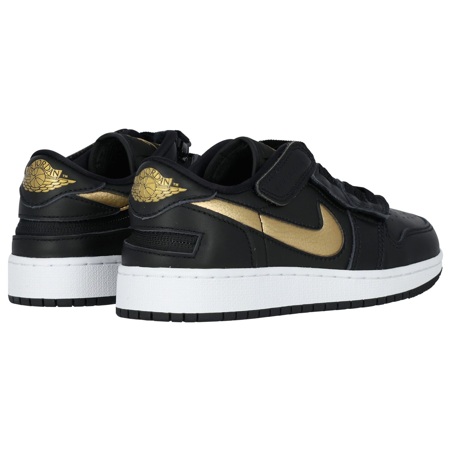 Black & Gold Air Jordan 1 Low Flyease Trainers, 1, hi-res