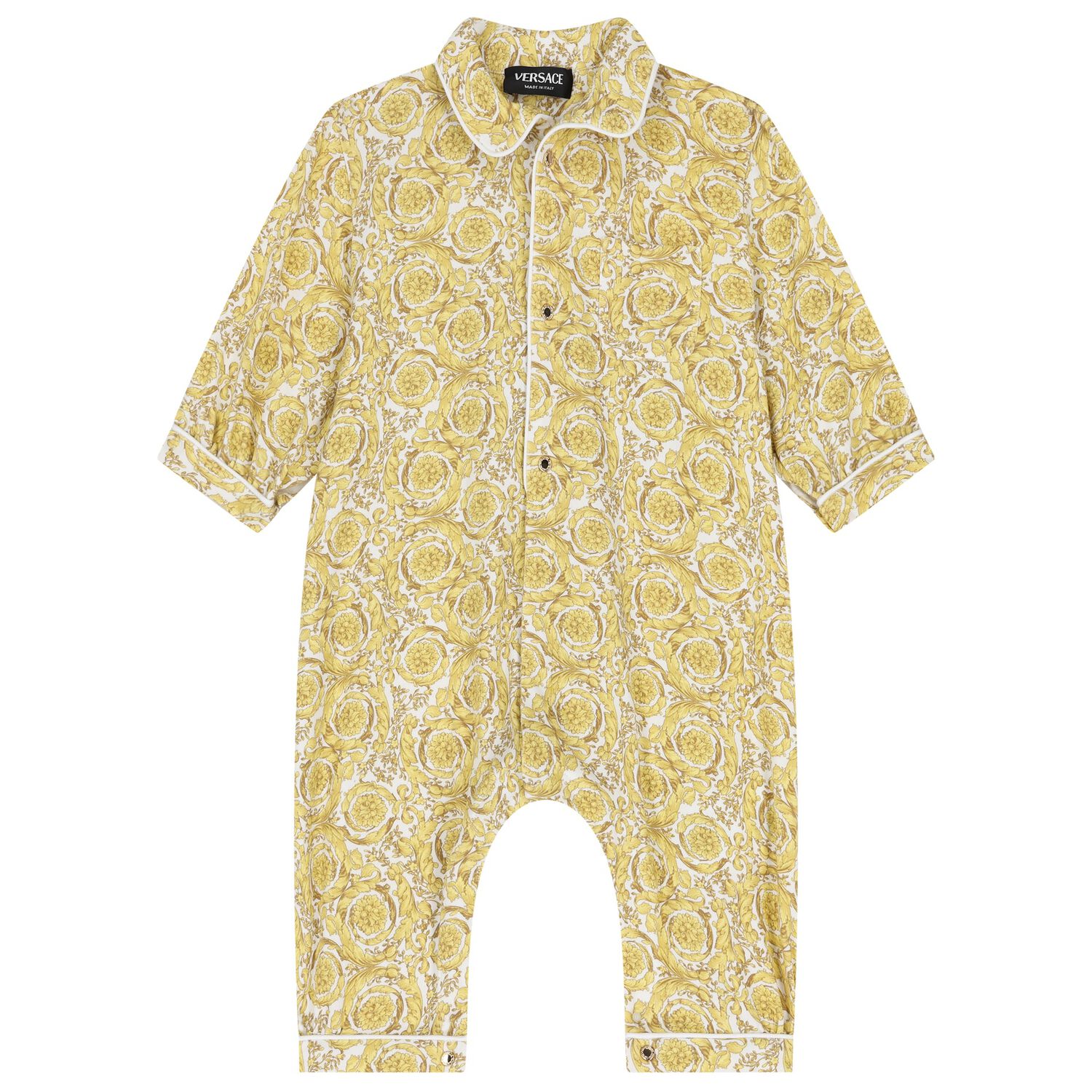 Ivory & Yellow Barocco Baby Romper, 1, hi-res