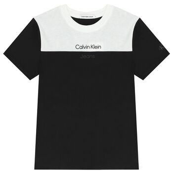 Boys White & Black Logo T-Shirt