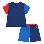 Younger Boys Blue Logo Short Set, 2, hi-res