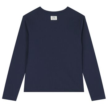 Girls Navy Blue Butterfly Long Sleeve Top