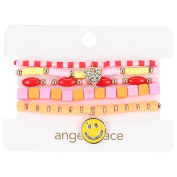 Girls Pink, Orange & Red Bracelets ( 5-Pack )