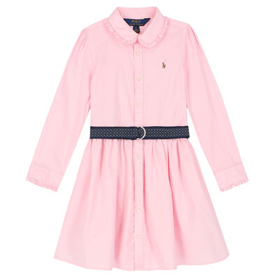 Girls Pink Logo Shirt Dress