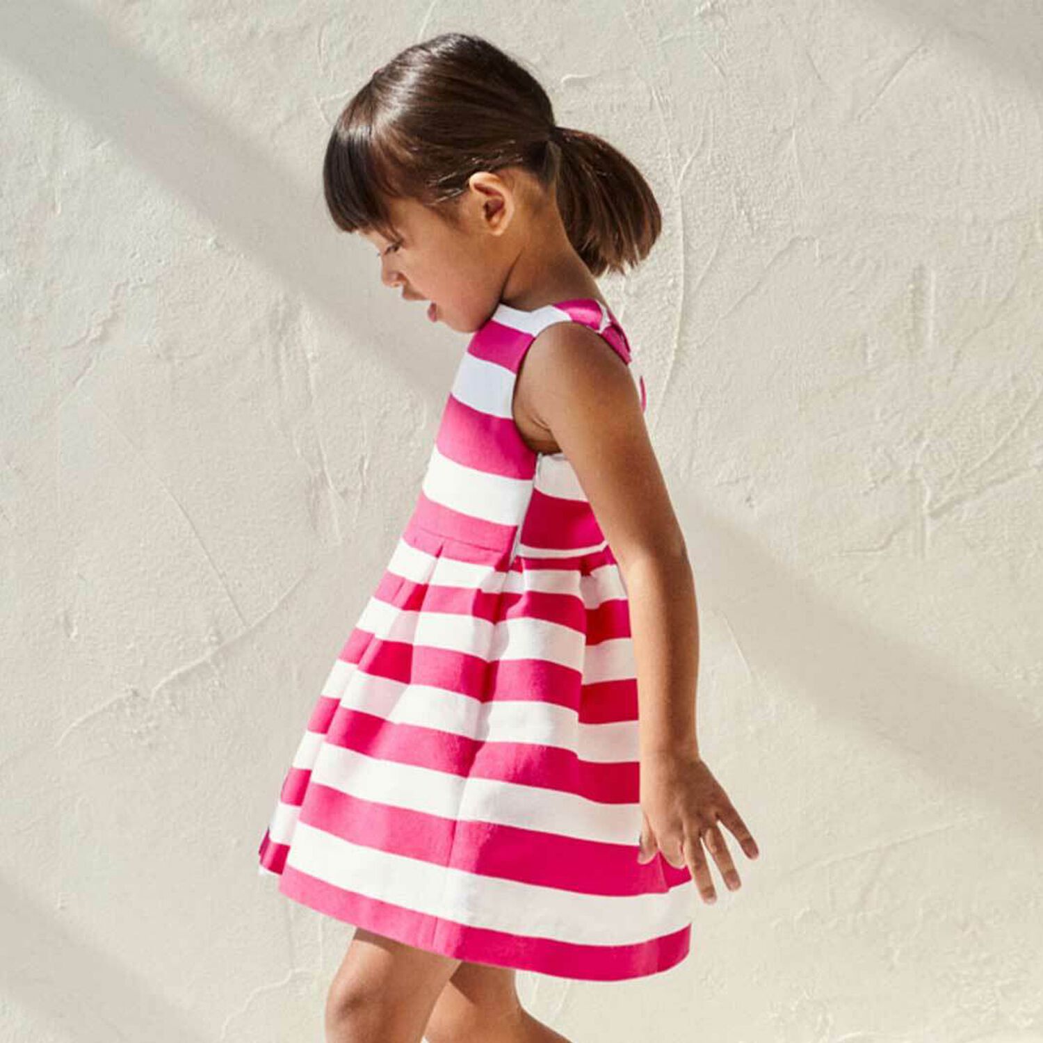Girls Pink & White Striped Dress, 1, hi-res image number null