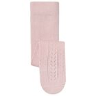 Baby Girls Pink Knitted Tights, 1, hi-res