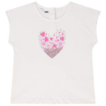 Girls White Heart Top