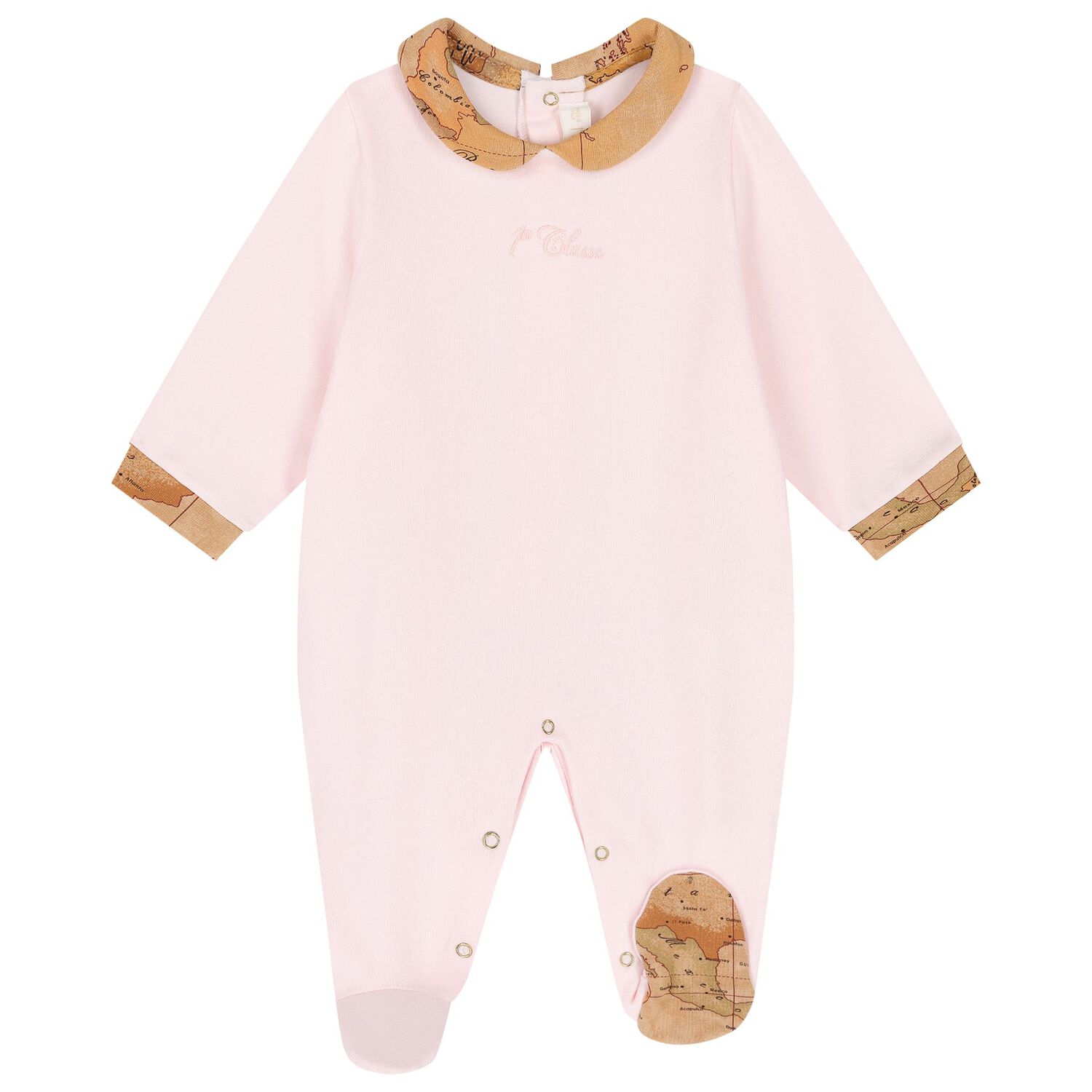 Baby Girls Pink & Beige Geo Map Babygrow Gift Set, 3, hi-res