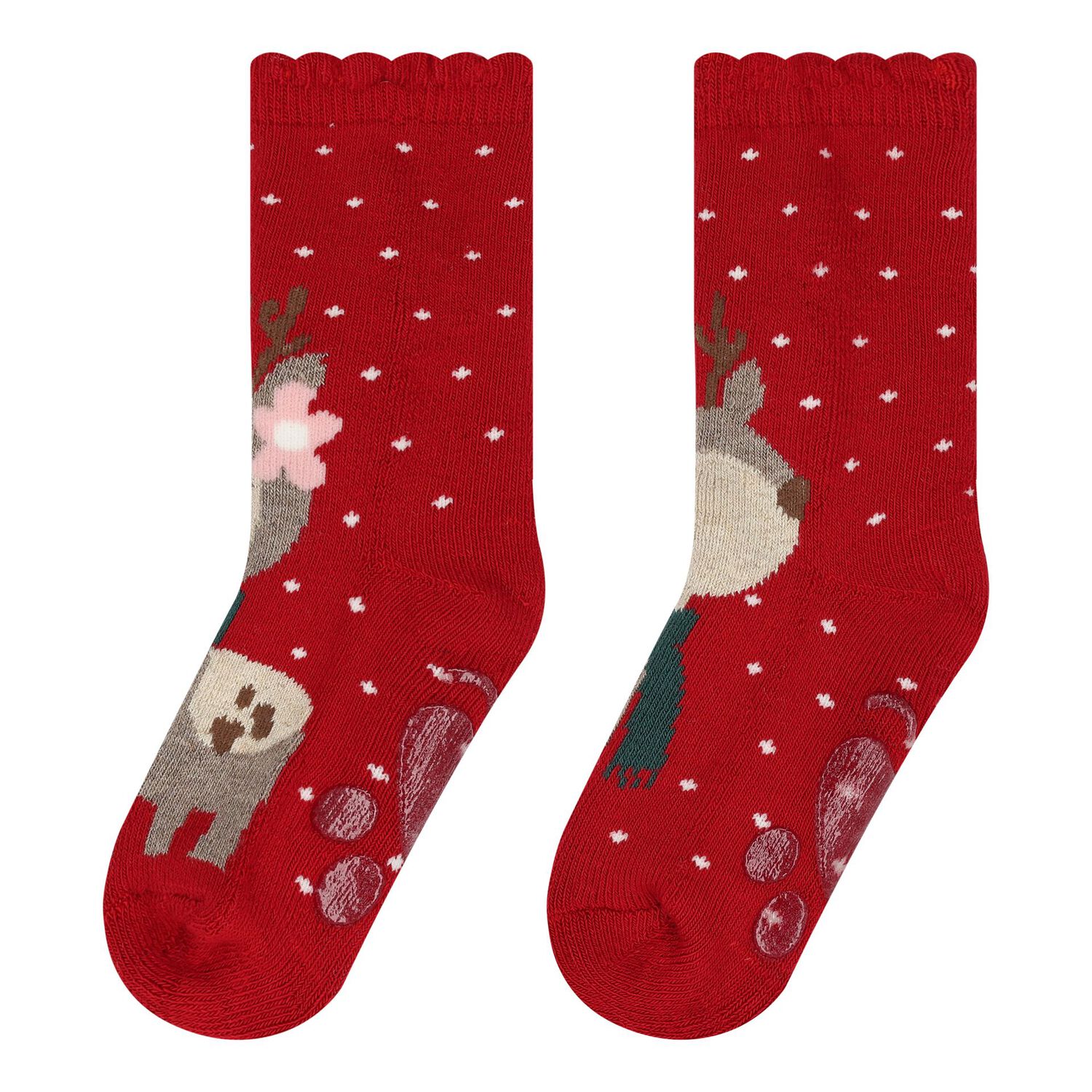 Baby Girls Red Reindeer Socks, 2, hi-res image number null