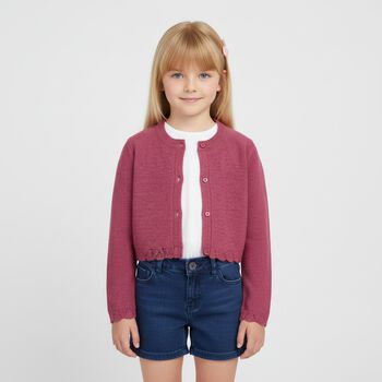 Girls Pink Knitted Cardigan