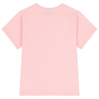 Girls Pink Teddy Bear Logo T-Shirt