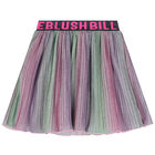 Girls Pink, Green & Purple Logo Pleated Skirt, 1, hi-res
