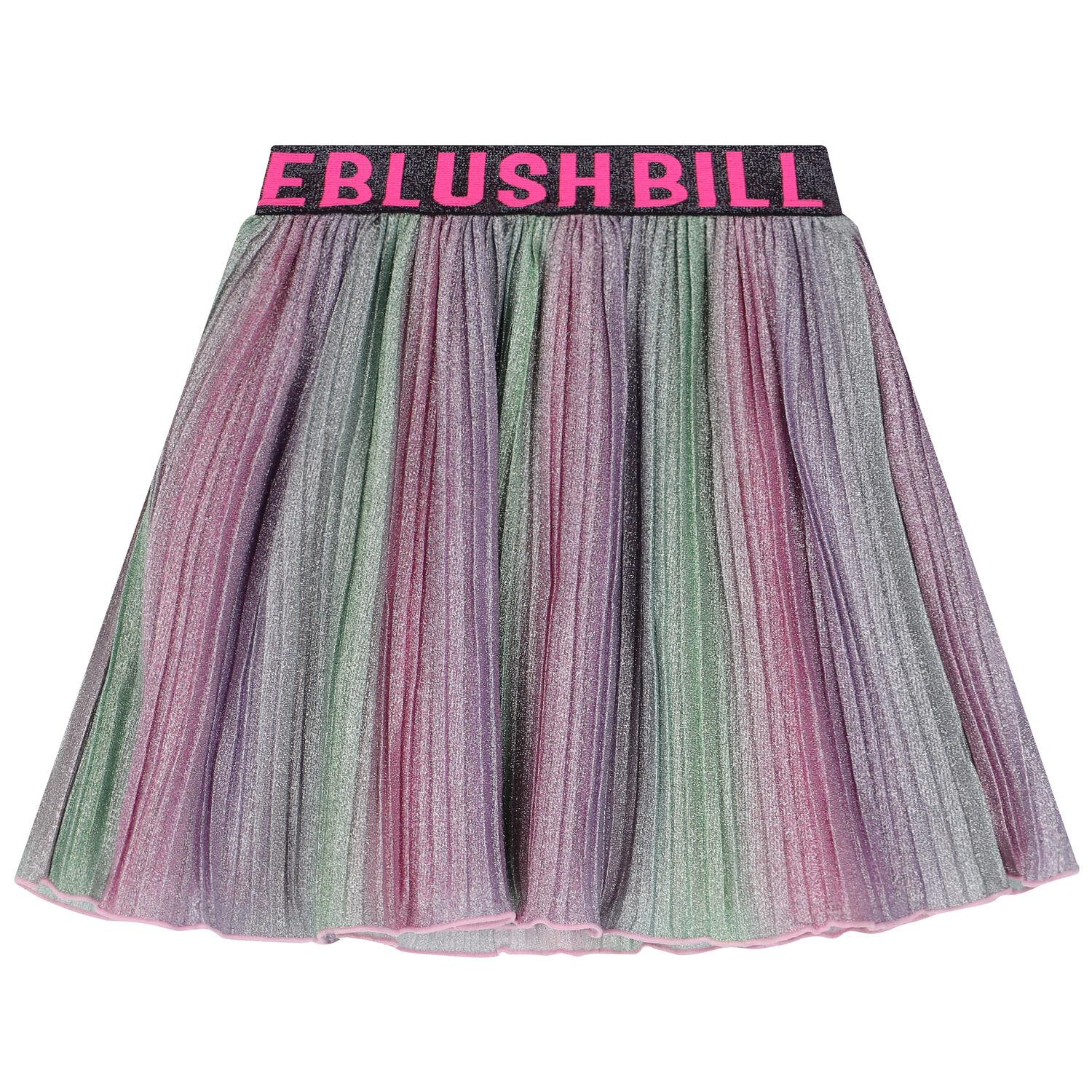 Girls Pink, Green & Purple Logo Pleated Skirt, 1, hi-res