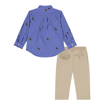 Baby Boys Blue & Beige Trouser Set 