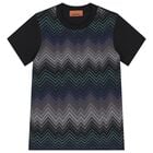 Boys Black Zig Zag Logo T-Shirt, 1, hi-res