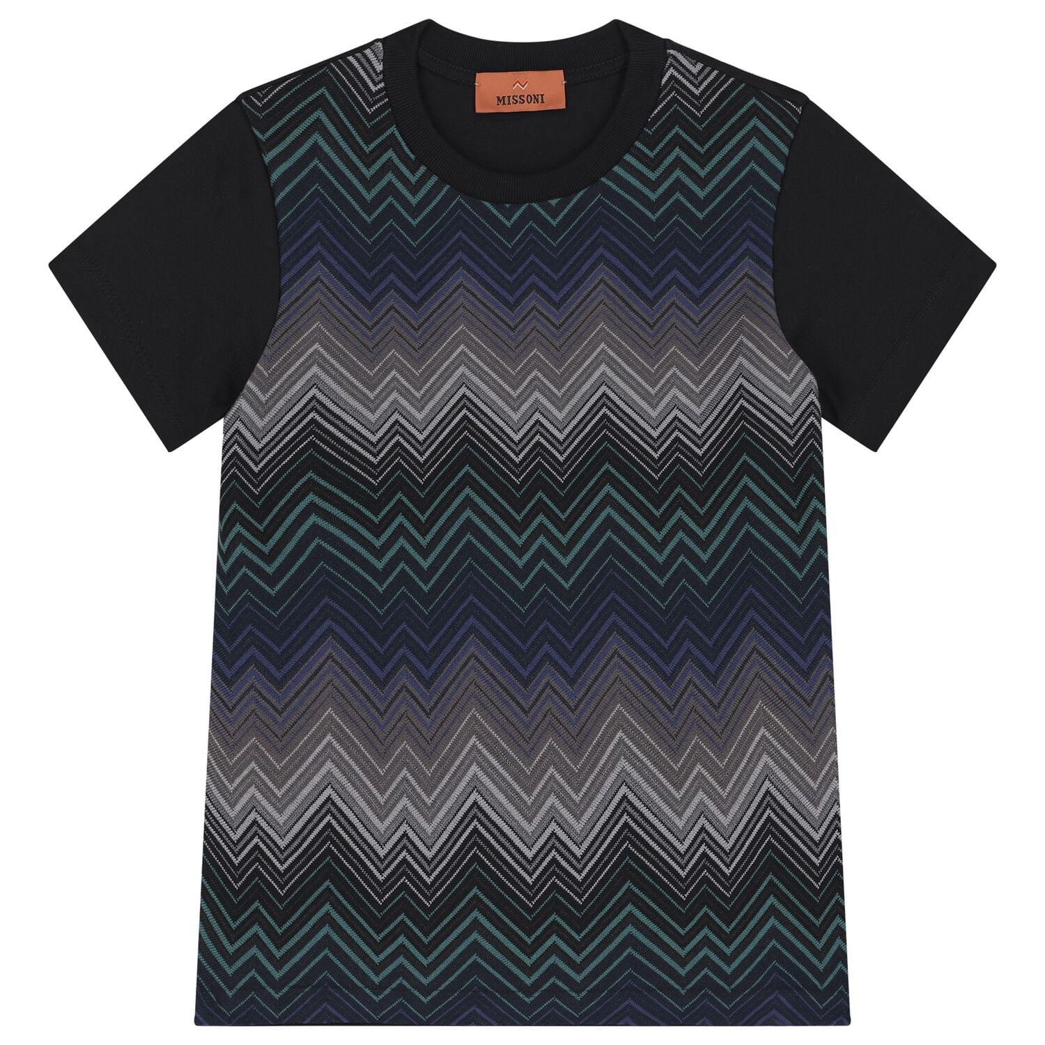 Boys Black Zig Zag Logo T-Shirt, 1, hi-res