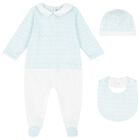 Baby Boys Blue & White Zig Zag Logo Babygrow Gift Set, 1, hi-res